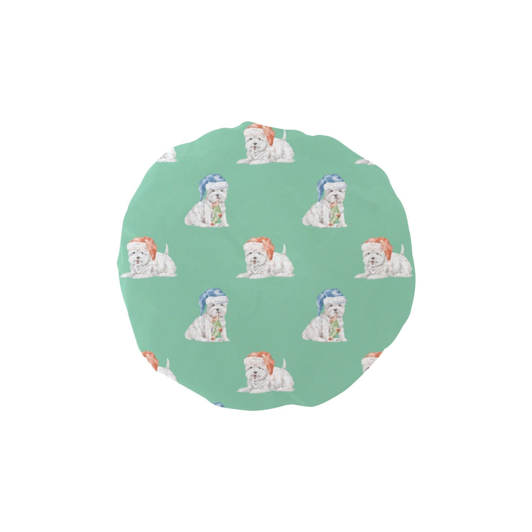 Watercolor Merriment Westies Christmas Elastic Reusable Shower Caps-Accessories-Accessories, Christmas, Dog Mom Gifts, West Highland Terrier-MediumAquaMarine-ONE SIZE-13