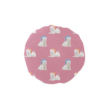 Load image into Gallery viewer, Watercolor Merriment Westies Christmas Elastic Reusable Shower Caps-Accessories-Accessories, Christmas, Dog Mom Gifts, West Highland Terrier-PaleVioletRed1-ONE SIZE-5