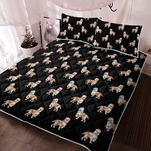 Watercolor Orange White Cocker Spaniels Christmas Quilted Bedding Set-Bedding-Bedding, Blankets, Christmas, Cocker Spaniel, Home Decor-5