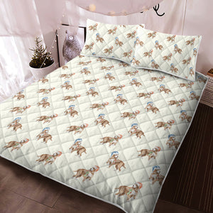 Watercolor Orange White Cocker Spaniels Christmas Quilted Bedding Set-Bedding-Bedding, Blankets, Christmas, Cocker Spaniel, Home Decor-1