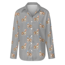 Load image into Gallery viewer, Watercolor Orange White Cocker Spaniels Christmas Women&#39;s Shirt-Apparel-Apparel, Christmas, Cocker Spaniel, Dog Mom Gifts, Shirt-Parisian Gray-S-35