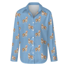 Load image into Gallery viewer, Watercolor Orange White Cocker Spaniels Christmas Women&#39;s Shirt-Apparel-Apparel, Christmas, Cocker Spaniel, Dog Mom Gifts, Shirt-Sky Blue-S-23