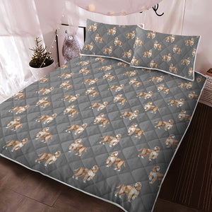 Watercolor Orange White Cocker Spaniels Quilted Bedding Set-Bedding-Bedding, Blankets, Cocker Spaniel, Home Decor-4