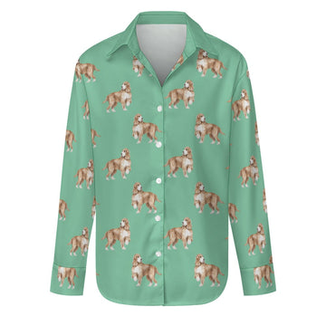 Watercolor Orange White Cocker Spaniels Women's Shirt-Apparel-Apparel, Cocker Spaniel, Dog Mom Gifts, Shirt-Mint Green-S-29