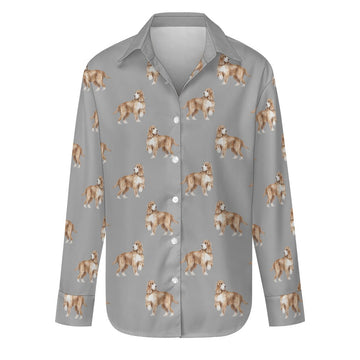 Watercolor Orange White Cocker Spaniels Women's Shirt-Apparel-Apparel, Cocker Spaniel, Dog Mom Gifts, Shirt-Parisian Gray-S-35