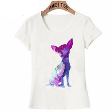 Load image into Gallery viewer, Image of a cutest Chihuahua t-shirt featuring a multi-color Chihuahua in a watercolor painting design
