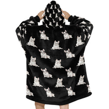 Load image into Gallery viewer, Watercolor Pied and White French Bulldogs Blanket Hoodie-Blanket-Apparel, Blanket Hoodie, Blankets, Dog Mom Gifts, French Bulldog-10