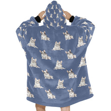 Load image into Gallery viewer, Watercolor Pied and White French Bulldogs Blanket Hoodie-Blanket-Apparel, Blanket Hoodie, Blankets, Dog Mom Gifts, French Bulldog-23