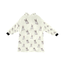 Load image into Gallery viewer, Watercolor Pied and White French Bulldogs Blanket Hoodie-Blanket-Apparel, Blanket Hoodie, Blankets, Dog Mom Gifts, French Bulldog-Ivory Cream-ONE SIZE-11