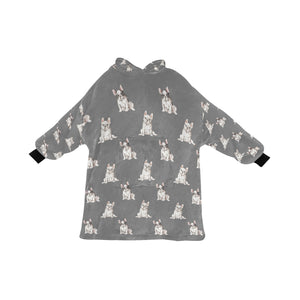 Watercolor Pied and White French Bulldogs Blanket Hoodie-Blanket-Apparel, Blanket Hoodie, Blankets, Dog Mom Gifts, French Bulldog-Parisian Gray-ONE SIZE-27