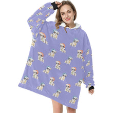 Load image into Gallery viewer, Watercolor Pied French Bulldogs Christmas Blanket Hoodie-Blanket-Apparel, Blanket Hoodie, Blankets, Christmas, Dog Mom Gifts, French Bulldog-9