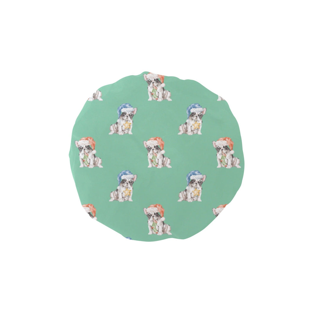 Watercolor Pied French Bulldogs Christmas Elastic Reusable Shower Caps-Accessories-Accessories, Christmas, Dog Mom Gifts, French Bulldog-MediumAquaMarine-ONE SIZE-13