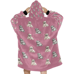 Watercolor Precious Pug Puppies Blanket Hoodie-Blanket-Apparel, Blanket Hoodie, Blankets, Dog Mom Gifts, Pug-16