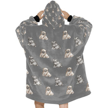 Load image into Gallery viewer, Watercolor Precious Pug Puppies Blanket Hoodie-Blanket-Apparel, Blanket Hoodie, Blankets, Dog Mom Gifts, Pug-28