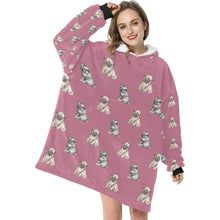 Load image into Gallery viewer, Watercolor Precious Pug Puppies Blanket Hoodie-Blanket-Apparel, Blanket Hoodie, Blankets, Dog Mom Gifts, Pug-5