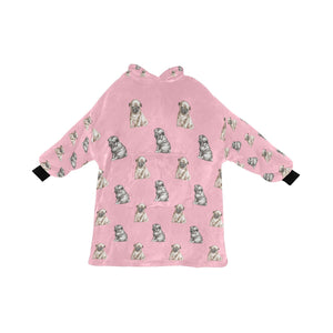 Watercolor Precious Pug Puppies Blanket Hoodie-Blanket-Apparel, Blanket Hoodie, Blankets, Dog Mom Gifts, Pug-Light Pink-ONE SIZE-11