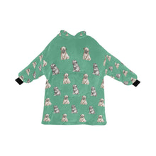 Load image into Gallery viewer, Watercolor Precious Pug Puppies Blanket Hoodie-Blanket-Apparel, Blanket Hoodie, Blankets, Dog Mom Gifts, Pug-Mint Green-ONE SIZE-23