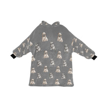 Load image into Gallery viewer, Watercolor Precious Pug Puppies Blanket Hoodie-Blanket-Apparel, Blanket Hoodie, Blankets, Dog Mom Gifts, Pug-Parisian Gray-ONE SIZE-26