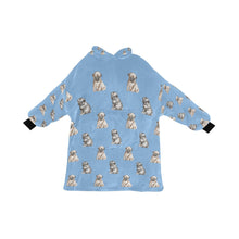 Load image into Gallery viewer, Watercolor Precious Pug Puppies Blanket Hoodie-Blanket-Apparel, Blanket Hoodie, Blankets, Dog Mom Gifts, Pug-Sky Blue-ONE SIZE-17