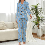 Watercolor Precious Pug Puppies Pajamas Set for Women-Pajamas-Apparel, Dog Mom Gifts, Pajamas, Pug-13
