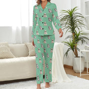 Watercolor Precious Pug Puppies Pajamas Set for Women-Pajamas-Apparel, Dog Mom Gifts, Pajamas, Pug-21