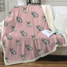 Load image into Gallery viewer, Watercolor Precious Pug Puppies Sherpa Fleece Blanket - 8 Colors-Blanket-Bedding, Blankets, Home Decor, Pug, Pug - Black-3