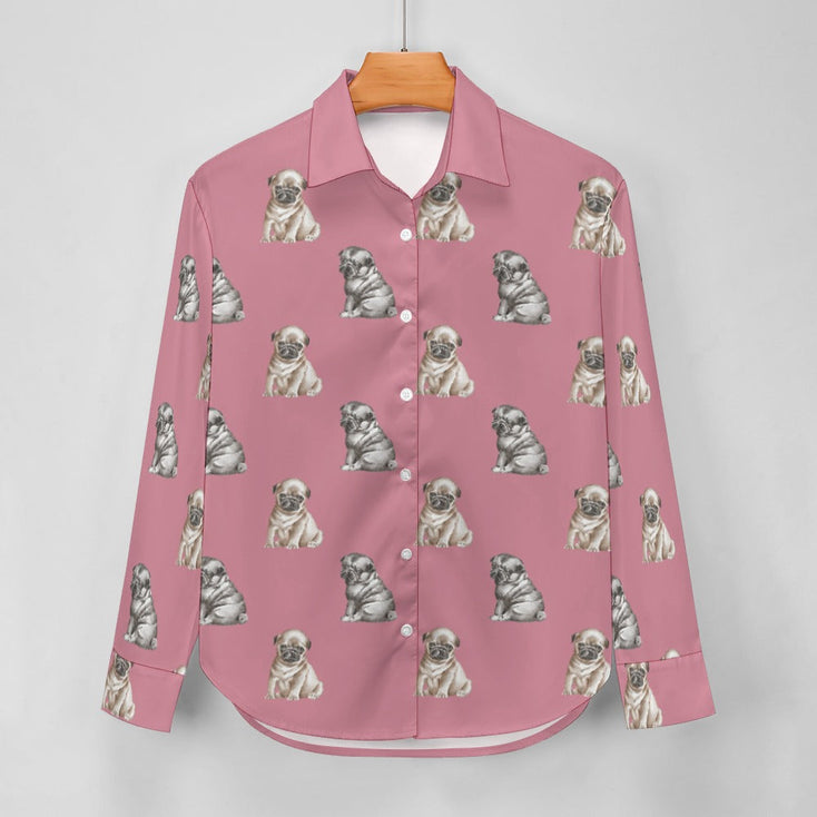 Watercolor Precious Pug Puppies Women's Shirt - 9 Colors-Apparel-Apparel, Dog Mom Gifts, Pug, Shirt-19