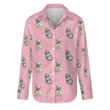 Load image into Gallery viewer, Watercolor Precious Pug Puppies Women&#39;s Shirt - 9 Colors-Apparel-Apparel, Dog Mom Gifts, Pug, Shirt-Light Pink-S-17