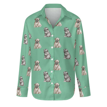 Watercolor Precious Pug Puppies Women's Shirt - 9 Colors-Apparel-Apparel, Dog Mom Gifts, Pug, Shirt-Mint Green-S-30