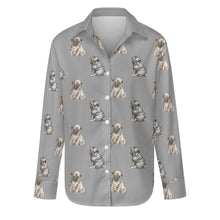 Load image into Gallery viewer, Watercolor Precious Pug Puppies Women&#39;s Shirt - 9 Colors-Apparel-Apparel, Dog Mom Gifts, Pug, Shirt-Parisian Gray-S-35