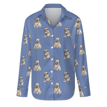 Load image into Gallery viewer, Watercolor Precious Pug Puppies Women&#39;s Shirt - 9 Colors-Apparel-Apparel, Dog Mom Gifts, Pug, Shirt-Slate Blue-S-26