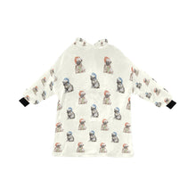Load image into Gallery viewer, Watercolor Pug Puppies Christmas Blanket Hoodie-Blanket-Apparel, Blanket Hoodie, Blankets, Dog Mom Gifts, Pug-Ivory White-ONE SIZE-13
