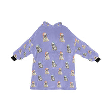 Load image into Gallery viewer, Watercolor Pug Puppies Christmas Blanket Hoodie-Blanket-Apparel, Blanket Hoodie, Blankets, Dog Mom Gifts, Pug-Lavender Purple-ONE SIZE-31