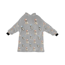 Load image into Gallery viewer, Watercolor Pug Puppies Christmas Blanket Hoodie-Blanket-Apparel, Blanket Hoodie, Blankets, Dog Mom Gifts, Pug-Parisian Gray-ONE SIZE-34