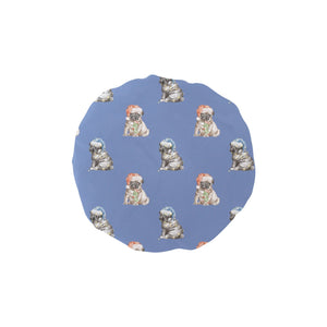Watercolor Pug Puppies Christmas Elastic Reusable Shower Caps-Accessories-Accessories, Christmas, Dog Mom Gifts, Pug-CornflowerBlue-ONE SIZE-9