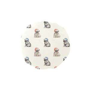 Watercolor Pug Puppies Christmas Elastic Reusable Shower Caps-Accessories-Accessories, Christmas, Dog Mom Gifts, Pug-Ivory-ONE SIZE-1