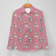 Watercolor Pug Puppies Christmas Women's Shirt-Apparel-Apparel, Dog Mom Gifts, Pug, Shirt-16