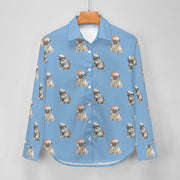 Watercolor Pug Puppies Christmas Women's Shirt-Apparel-Apparel, Dog Mom Gifts, Pug, Shirt-17