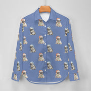Watercolor Pug Puppies Christmas Women's Shirt-Apparel-Apparel, Dog Mom Gifts, Pug, Shirt-23