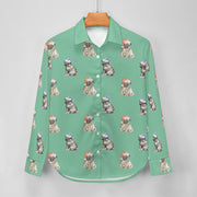 Watercolor Pug Puppies Christmas Women's Shirt-Apparel-Apparel, Dog Mom Gifts, Pug, Shirt-29