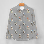 Watercolor Pug Puppies Christmas Women's Shirt-Apparel-Apparel, Dog Mom Gifts, Pug, Shirt-41