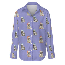 Load image into Gallery viewer, Watercolor Pug Puppies Christmas Women&#39;s Shirt-Apparel-Apparel, Dog Mom Gifts, Pug, Shirt-Lavender Purple-S-30