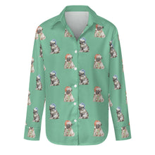 Load image into Gallery viewer, Watercolor Pug Puppies Christmas Women&#39;s Shirt-Apparel-Apparel, Dog Mom Gifts, Pug, Shirt-Mint Green-S-24