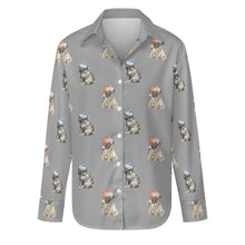 Load image into Gallery viewer, Watercolor Pug Puppies Christmas Women&#39;s Shirt-Apparel-Apparel, Dog Mom Gifts, Pug, Shirt-Parisian Gray-S-36