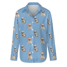 Load image into Gallery viewer, Watercolor Pug Puppies Christmas Women&#39;s Shirt-Apparel-Apparel, Dog Mom Gifts, Pug, Shirt-Sky Blue-S-14