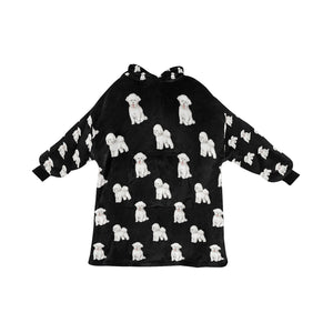 Watercolor Radiance Bichon Frise Blanket Hoodie-Blanket-Apparel, Bichon Frise, Blanket Hoodie, Blankets, Dog Mom Gifts-Midnight Black-ONE SIZE-8