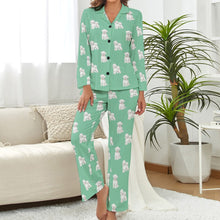 Load image into Gallery viewer, Watercolor Radiance Bichon Frise Pajamas Set for Women-Pajamas-Apparel, Bichon Frise, Dog Mom Gifts, Pajamas-S-Mint Green-6