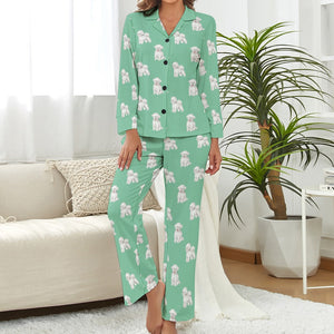 Watercolor Radiance Bichon Frise Pajamas Set for Women-Pajamas-Apparel, Bichon Frise, Dog Mom Gifts, Pajamas-S-Mint Green-6