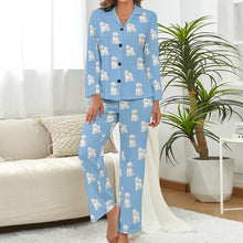 Load image into Gallery viewer, Watercolor Radiance Bichon Frise Pajamas Set for Women-Pajamas-Apparel, Bichon Frise, Dog Mom Gifts, Pajamas-S-Sky Blue-2