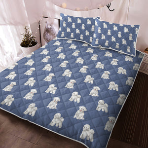 Watercolor Radiance Bichon Frise Quilted Bedding Set - 5 Colors-Bedding-Bedding, Bichon Frise, Blankets, Home Decor-12